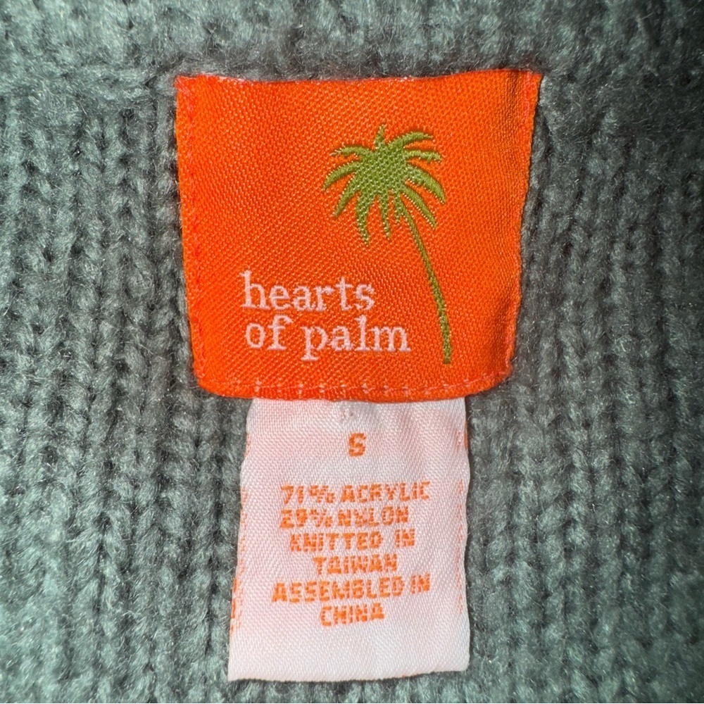 Hearts of palm soft sage Green Cable Knit Sweater with ball dots Size Small GUC - Picture 7 of 14